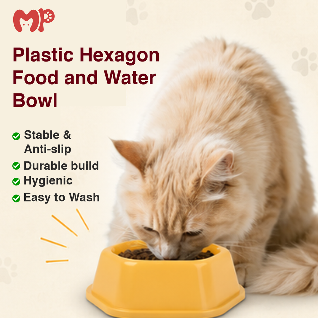 Premium Plastic Hexagon Pet Feeding Bowl – Durable Food and Water Dish for Small to Medium Dogs and Cats (Large) | (Medium) | (Small)