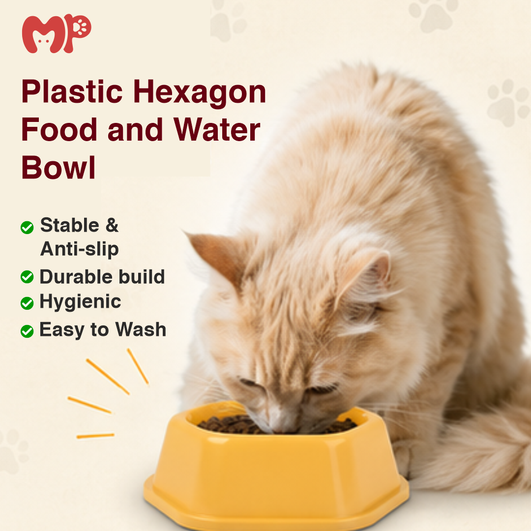 Premium Plastic Hexagon Pet Feeding Bowl – Durable Food and Water Dish for Small to Medium Dogs and Cats (Large) | (Medium) | (Small)