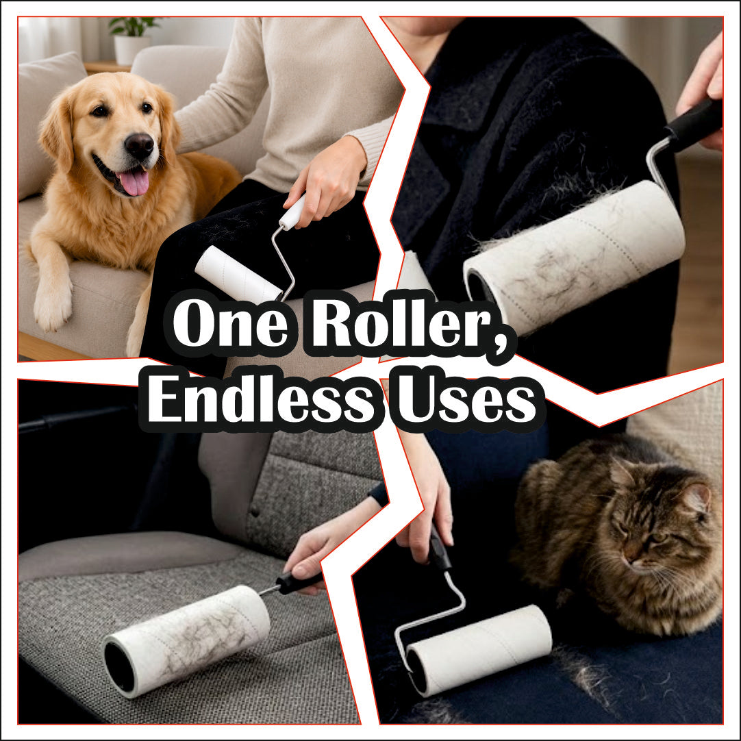 Premium Extra Sticky Pet Hair Lint Roller with Stand Holder | 60 Sheets Easy Oblique Tear Roller | Portable Non-Electric Dog & Cat Fur Remover Tool for Clothes | Furniture | Couch | Bed | and Car Seats