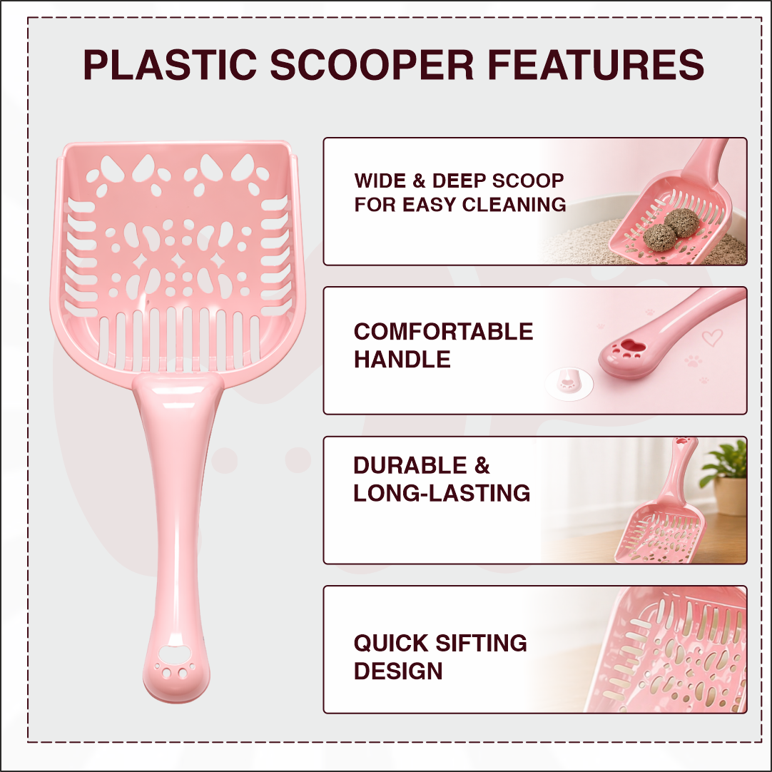 Premium Ergonomic Quick-Sifting Cat Litter Scooper