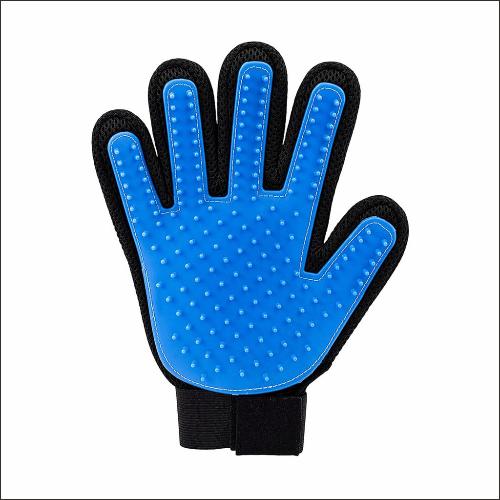 Five-Finger Pet Grooming & De-shedding Glove | Silicone Bristles | 3-in-1 Brushing Bathing Massaging Tool | for Dogs Cats Horses & Rabbits