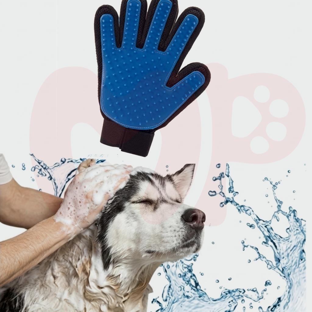 Five-Finger Pet Grooming & De-shedding Glove | Silicone Bristles | 3-in-1 Brushing Bathing Massaging Tool | for Dogs Cats Horses & Rabbits