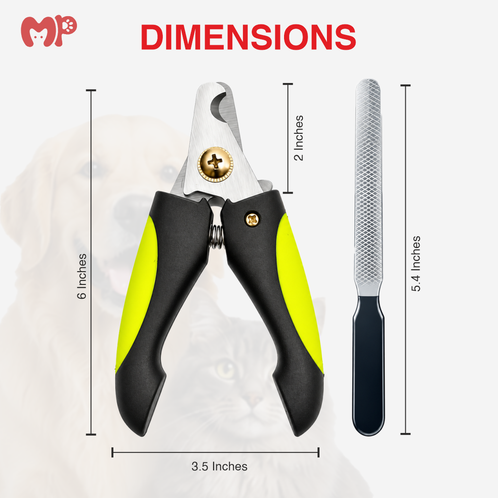 Professional Pet Nail Clippers and File Set for Dogs & Cats | Heavy Duty Stainless Steel Trimmer | Safety Guard to Avoid Over-Cutting | Non-Slip Ergonomic Handles