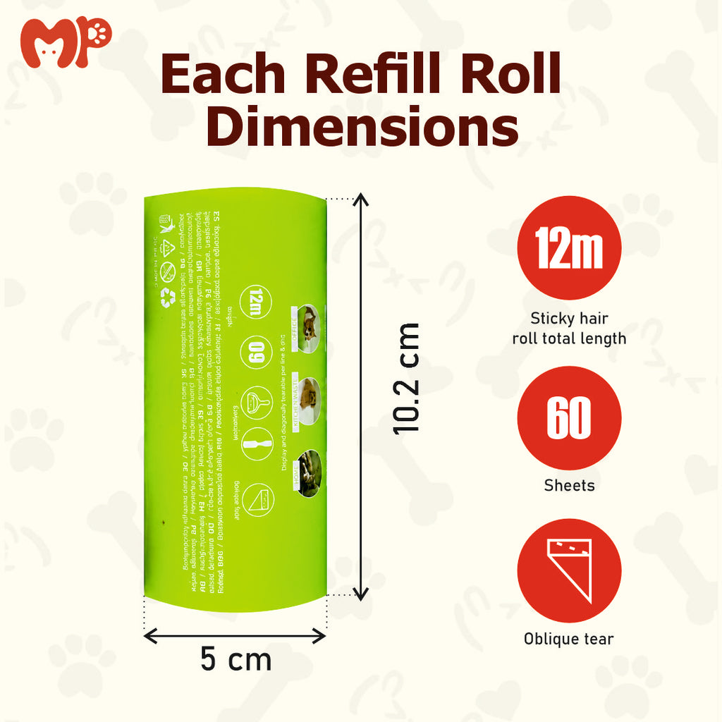 Premium Extra Sticky Pet Hair Lint Roller Refills | 3-Pack 180 Total Sheets | Easy Oblique Spiral Tear Sheets | Dog and Cat Fur Adhesive Replacement Rolls | for Clothes Couches and Car Seats