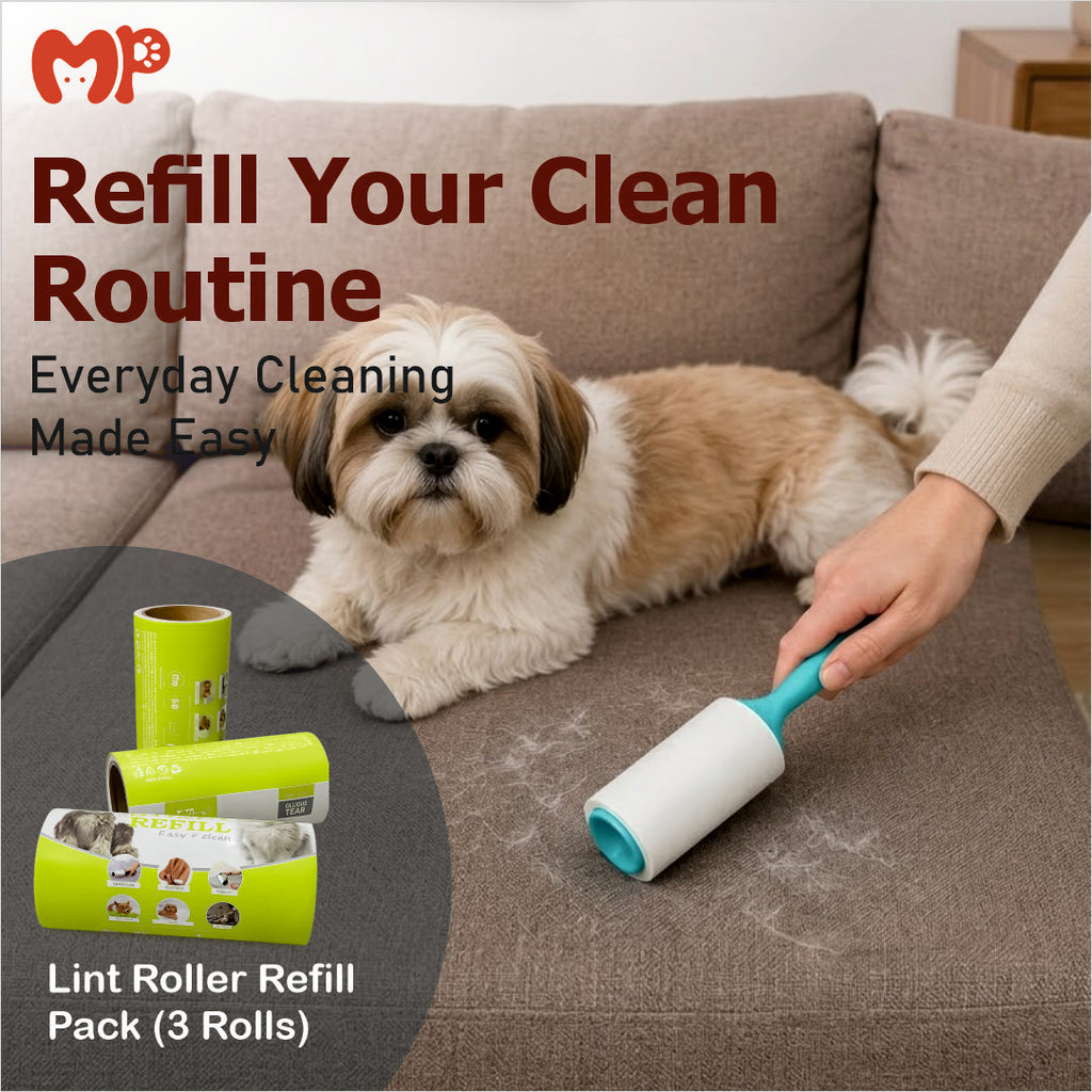 Premium Extra Sticky Pet Hair Lint Roller Refills | 3-Pack 180 Total Sheets | Easy Oblique Spiral Tear Sheets | Dog and Cat Fur Adhesive Replacement Rolls | for Clothes Couches and Car Seats