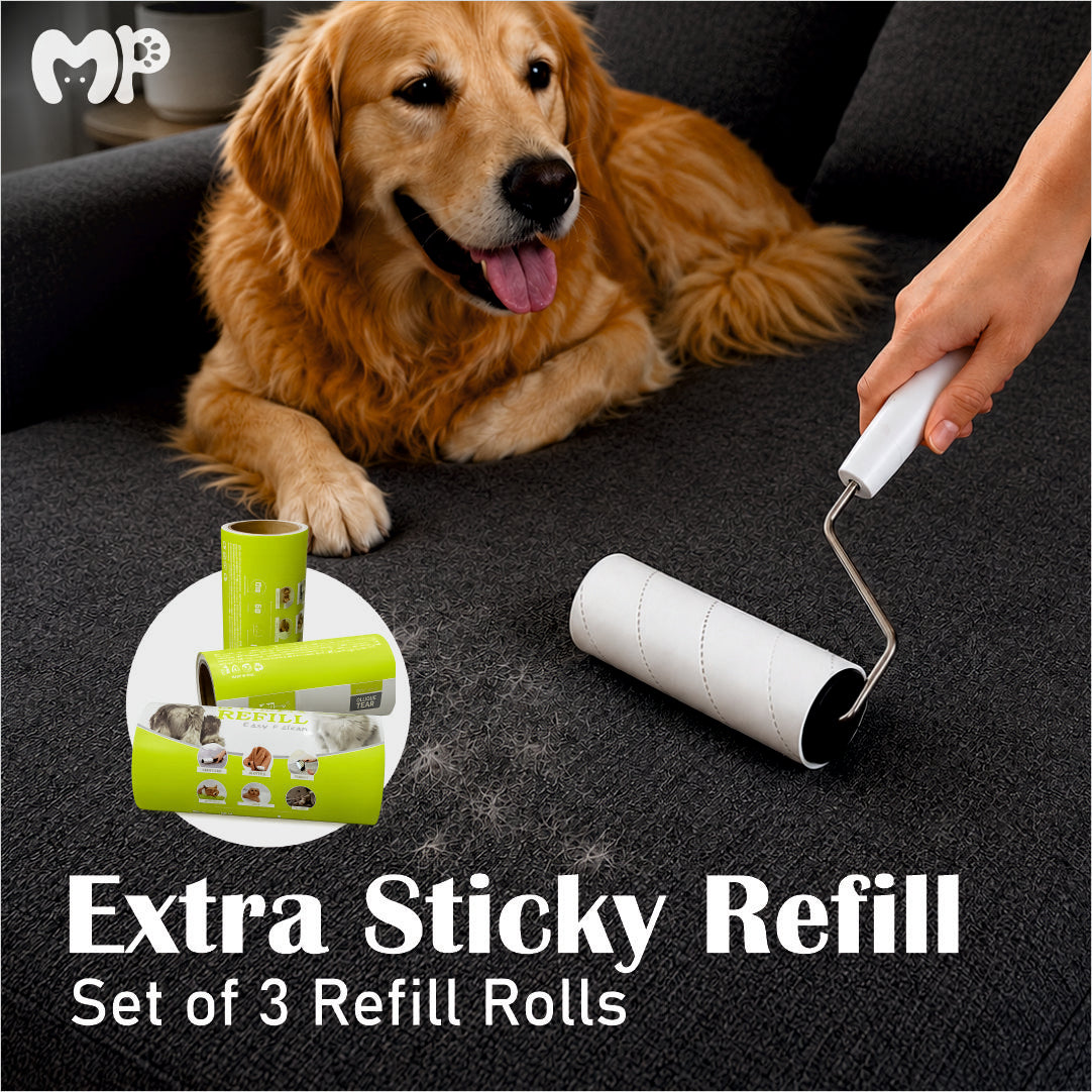 Premium Extra Sticky Pet Hair Lint Roller Refills | 3-Pack 180 Total Sheets | Easy Oblique Spiral Tear Sheets | Dog and Cat Fur Adhesive Replacement Rolls | for Clothes Couches and Car Seats
