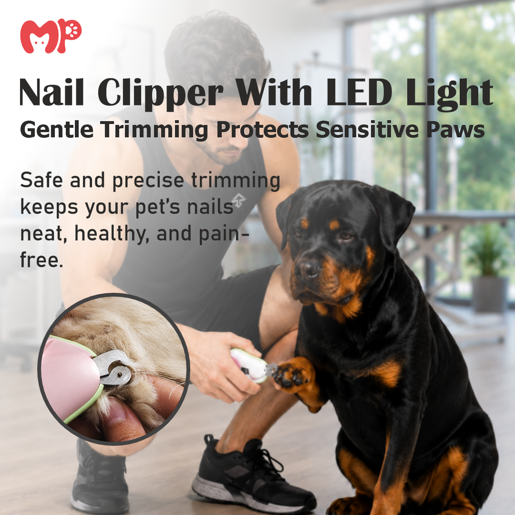 Avocado Oval Pet Nail Clipper with LED Light | Precision Stainless Steel Manual Trimmer with Safety Lock for Cats & Dogs
