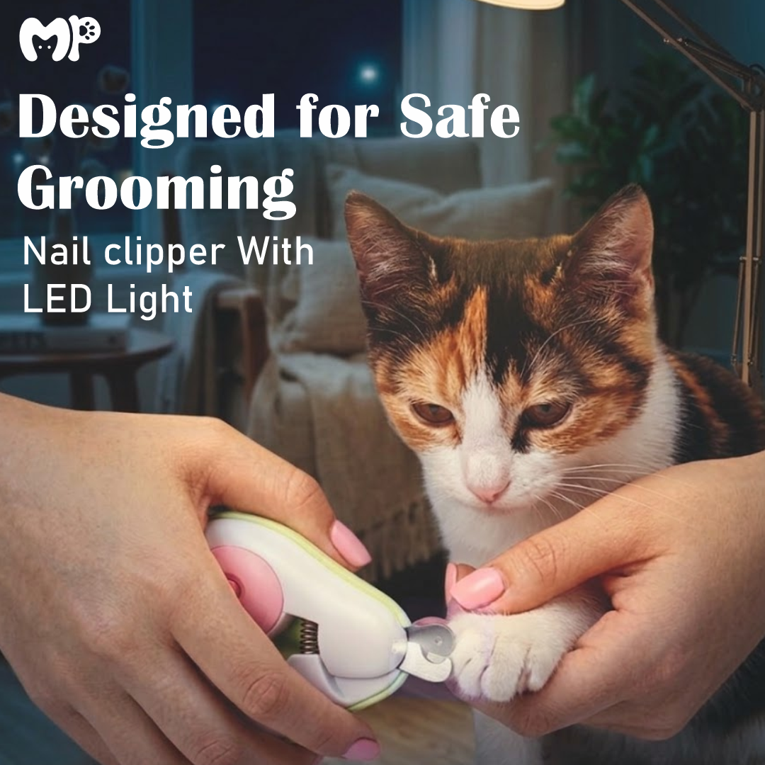 Avocado Oval Pet Nail Clipper with LED Light | Precision Stainless Steel Manual Trimmer with Safety Lock for Cats & Dogs
