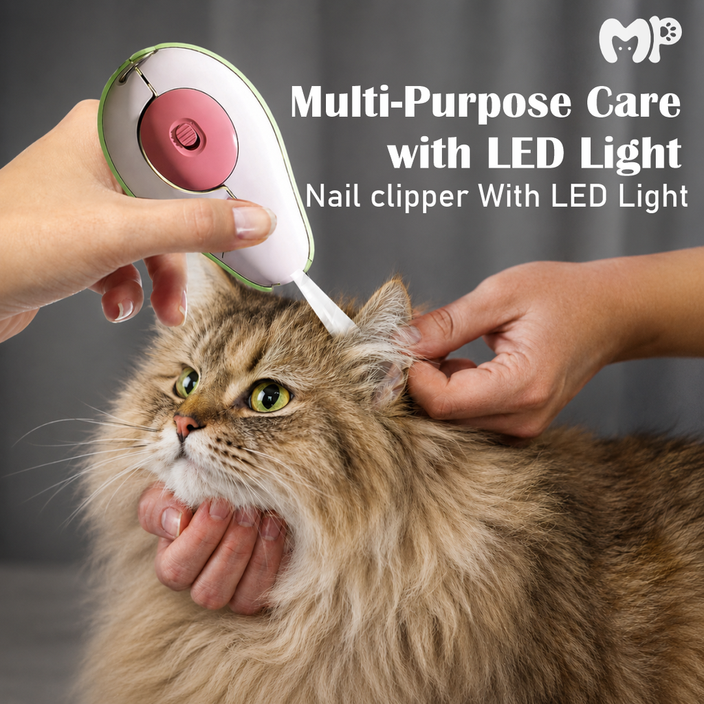 Avocado Oval Pet Nail Clipper with LED Light | Precision Stainless Steel Manual Trimmer with Safety Lock for Cats & Dogs