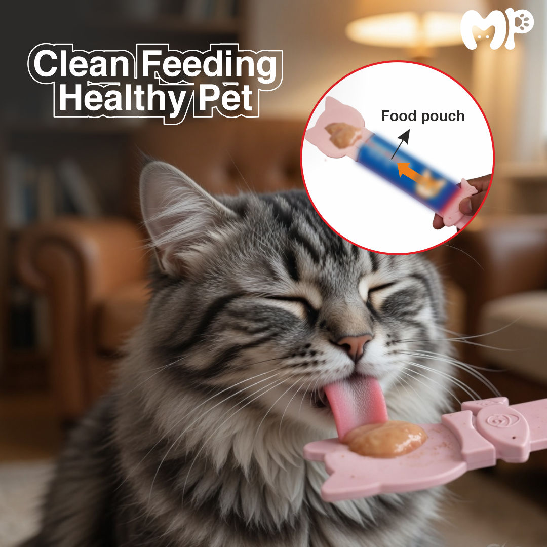 Premium Pet Creamy Treat Feeder for Cats & Dogs | Ergonomic Wet Food Treat Dispenser Slideway | Hanging Hook | Mess-Free Clean Feeding | Plastic Anti-Slip Grip | Hygienic Design