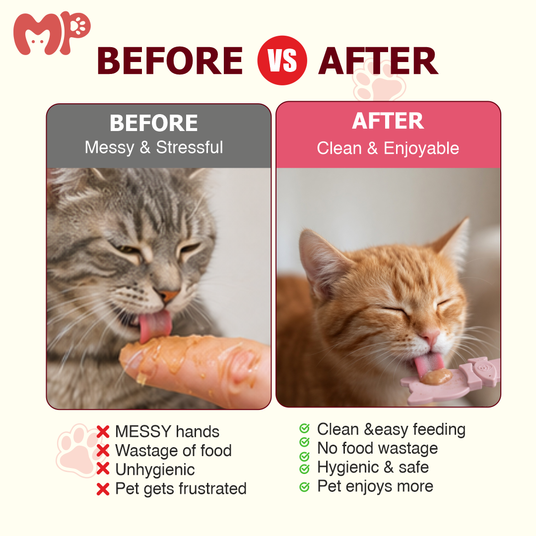 Premium Pet Creamy Treat Feeder for Cats & Dogs | Ergonomic Wet Food Treat Dispenser Slideway | Hanging Hook | Mess-Free Clean Feeding | Plastic Anti-Slip Grip | Hygienic Design