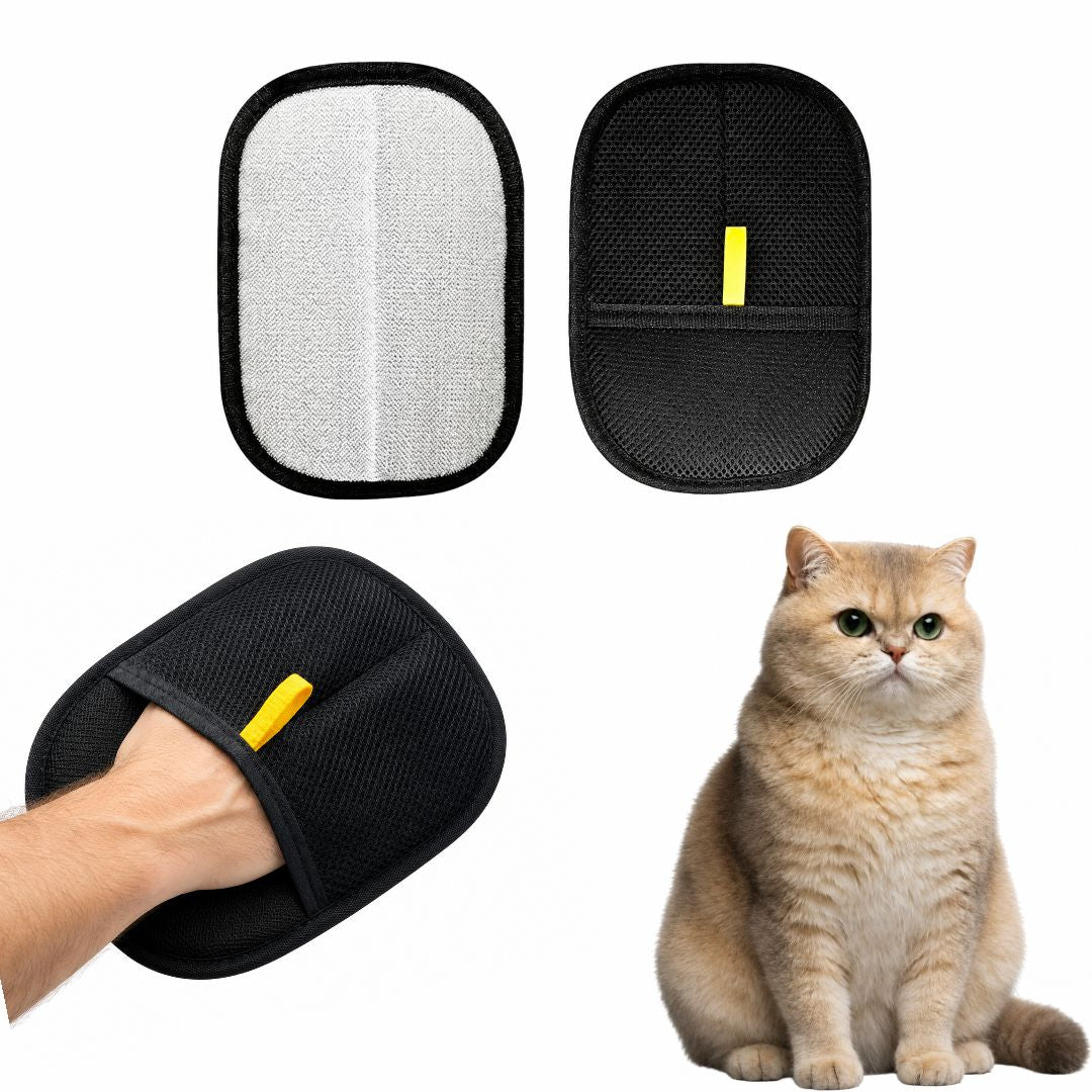 Premium Pet Hair & Lint Removal Glove | Reusable Double-Sided Fabric Fur Cleaner Mitt | Efficient Static Cleaning Pad for Furniture, Couch, Carpets, Bedding, and Car Interiors