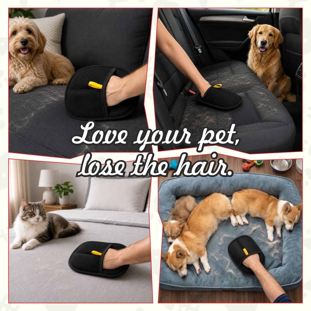 Premium Pet Hair & Lint Removal Glove | Reusable Double-Sided Fabric Fur Cleaner Mitt | Efficient Static Cleaning Pad for Furniture, Couch, Carpets, Bedding, and Car Interiors