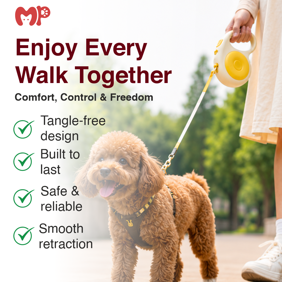 Heavy-Duty Retractable Pet Leash | Tangle-Free Extending Walking Lead | One-Button Brake & Lock System | Ergonomic Grip | for Small Medium and Large Dogs or Cats | 5m or 3m