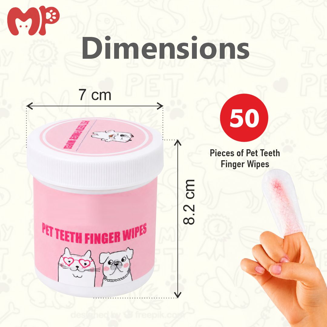 Premium Pet Teeth Finger Wipes for Dogs & Cats – Oral Dental Cleaning Sleeves for Fresh Breath, Plaque Control, and Tartar Removal (50 Pieces)