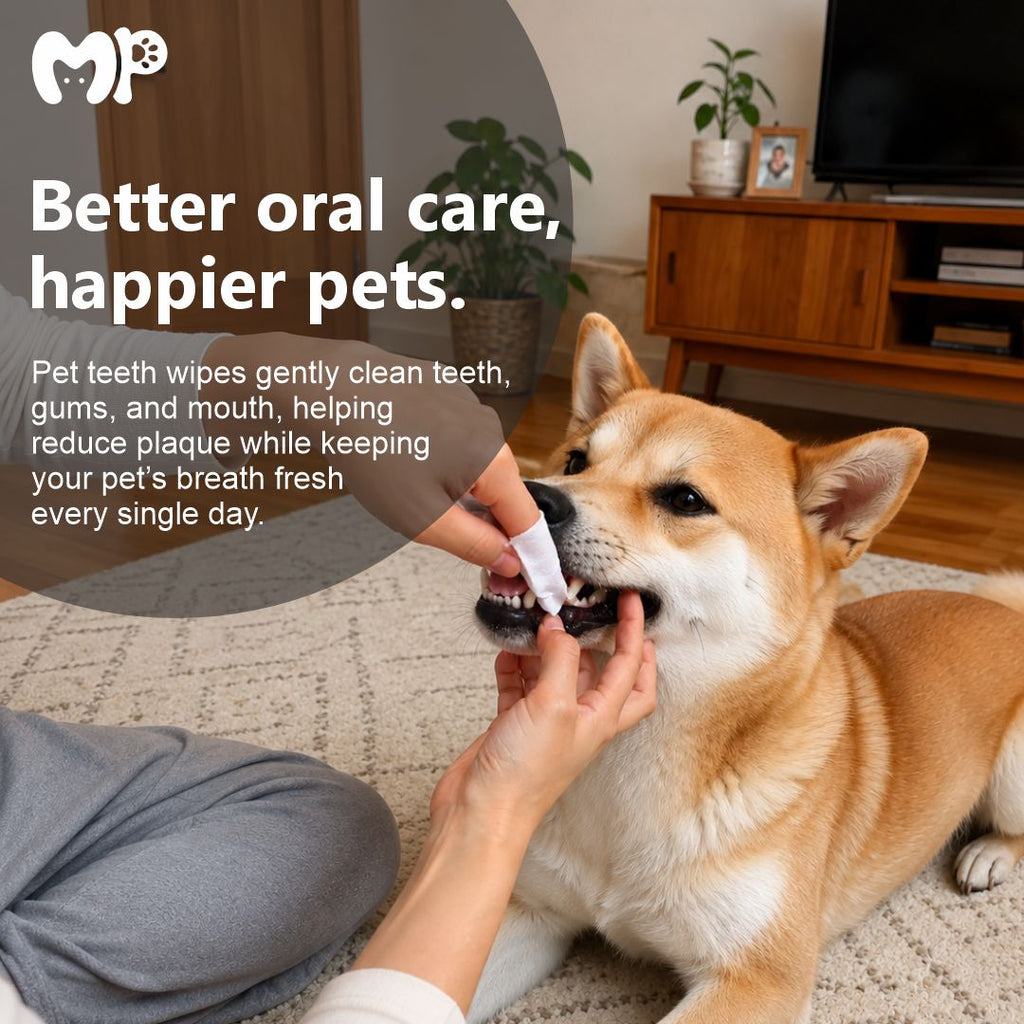 Premium Pet Teeth Finger Wipes for Dogs & Cats – Oral Dental Cleaning Sleeves for Fresh Breath, Plaque Control, and Tartar Removal (50 Pieces)