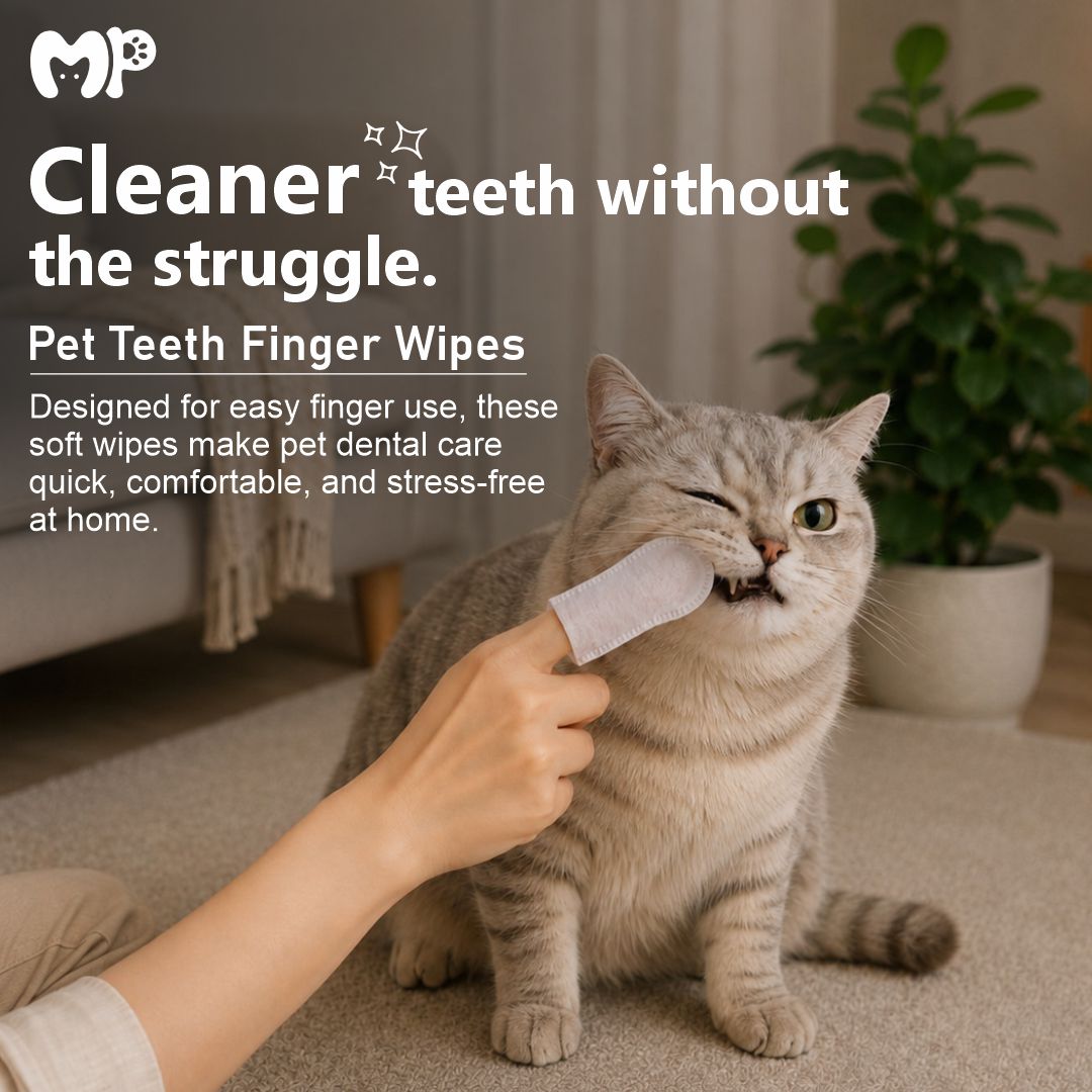Premium Pet Teeth Finger Wipes for Dogs & Cats – Oral Dental Cleaning Sleeves for Fresh Breath, Plaque Control, and Tartar Removal (50 Pieces)