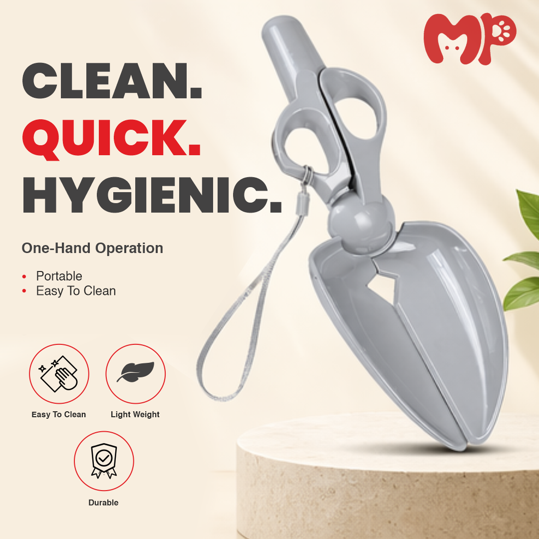 Premium Scissor-Style Pet Poop Scooper | Portable Dog & Cat Waste Picker Claw with Comfortable Grip Handle | Lock Mechanism | Wrist Strap | Hygienic No-Touch Yard & Outdoor Waste Cleaner