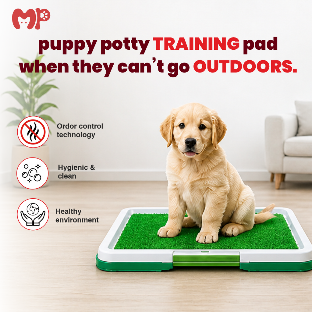Premium Indoor Puppy Potty Training Pad Tray System Reusable Artificial Grass Pet Toilet Mat with Removable Mesh Grate and Waste Collection Tray | Odor-Resistant Eco-Friendly Dog Potty Trainer