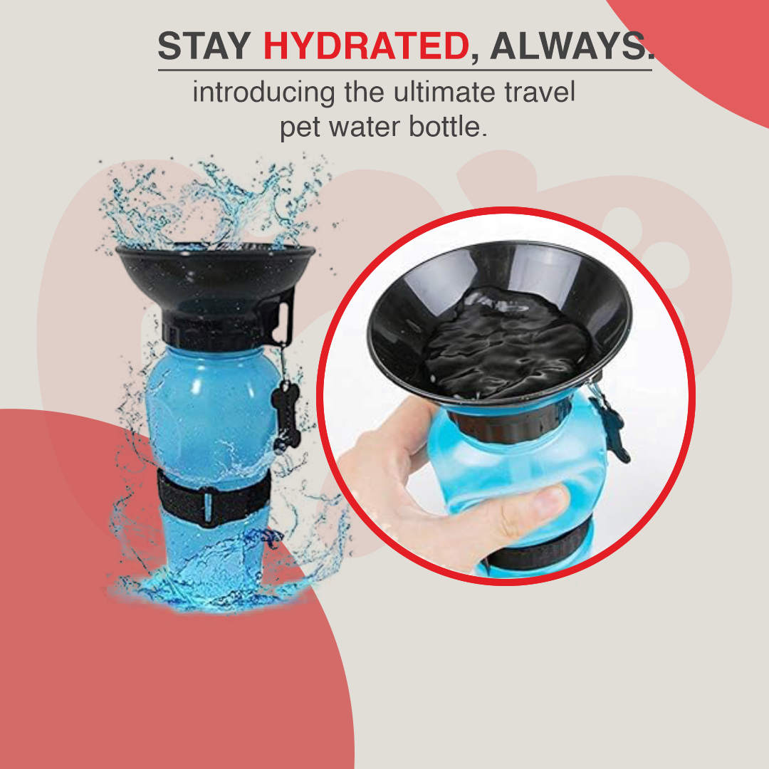 Squeeze Travel Pet Water Bottle with Built-in Bowl | for Dogs | Cats & Other Pets | Portable Leak-Proof Dog Car Water Dispenser