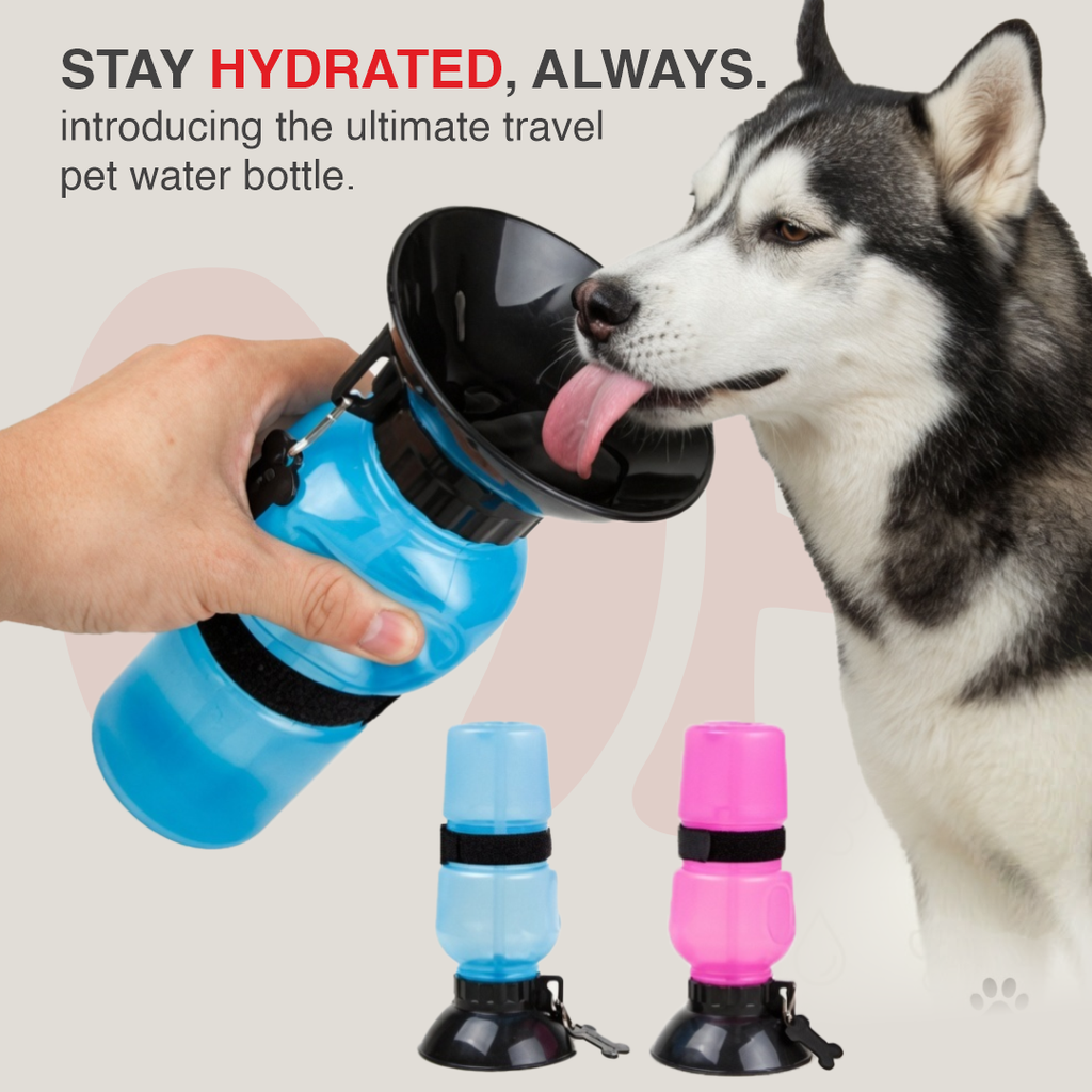 Squeeze Travel Pet Water Bottle with Built-in Bowl | for Dogs | Cats & Other Pets | Portable Leak-Proof Dog Car Water Dispenser
