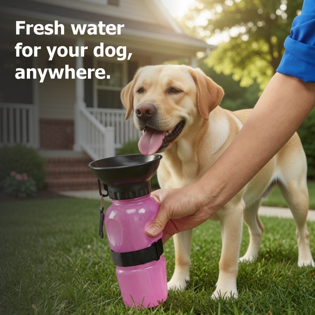 Squeeze Travel Pet Water Bottle with Built-in Bowl | for Dogs | Cats & Other Pets | Portable Leak-Proof Dog Car Water Dispenser