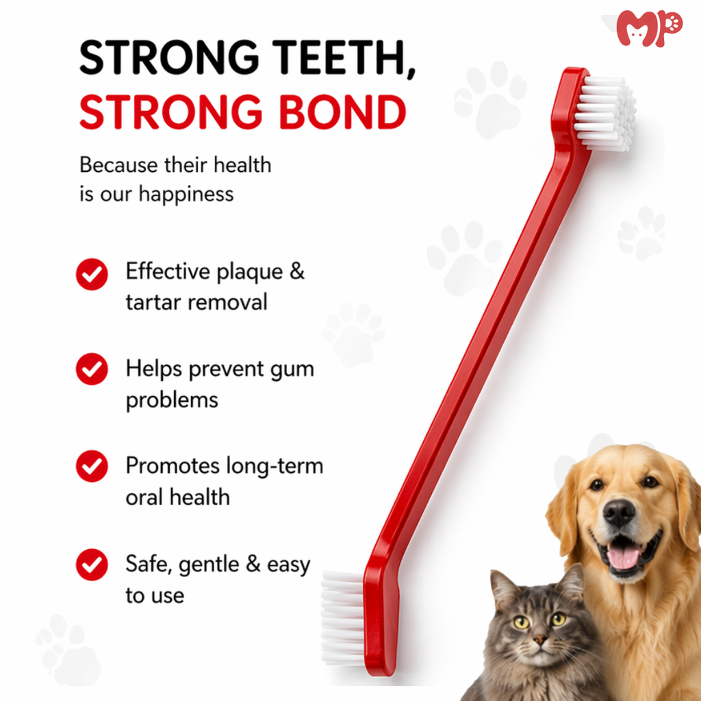 Double Headed Long Pet Toothbrush for Dogs & Cats| Dual-Sided Soft Bristles Dog Tooth Cleaning Brush for Dental Care| Fresh Breath & Plaque Removal