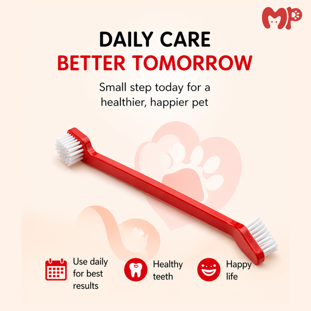 Double Headed Long Pet Toothbrush for Dogs & Cats| Dual-Sided Soft Bristles Dog Tooth Cleaning Brush for Dental Care| Fresh Breath & Plaque Removal