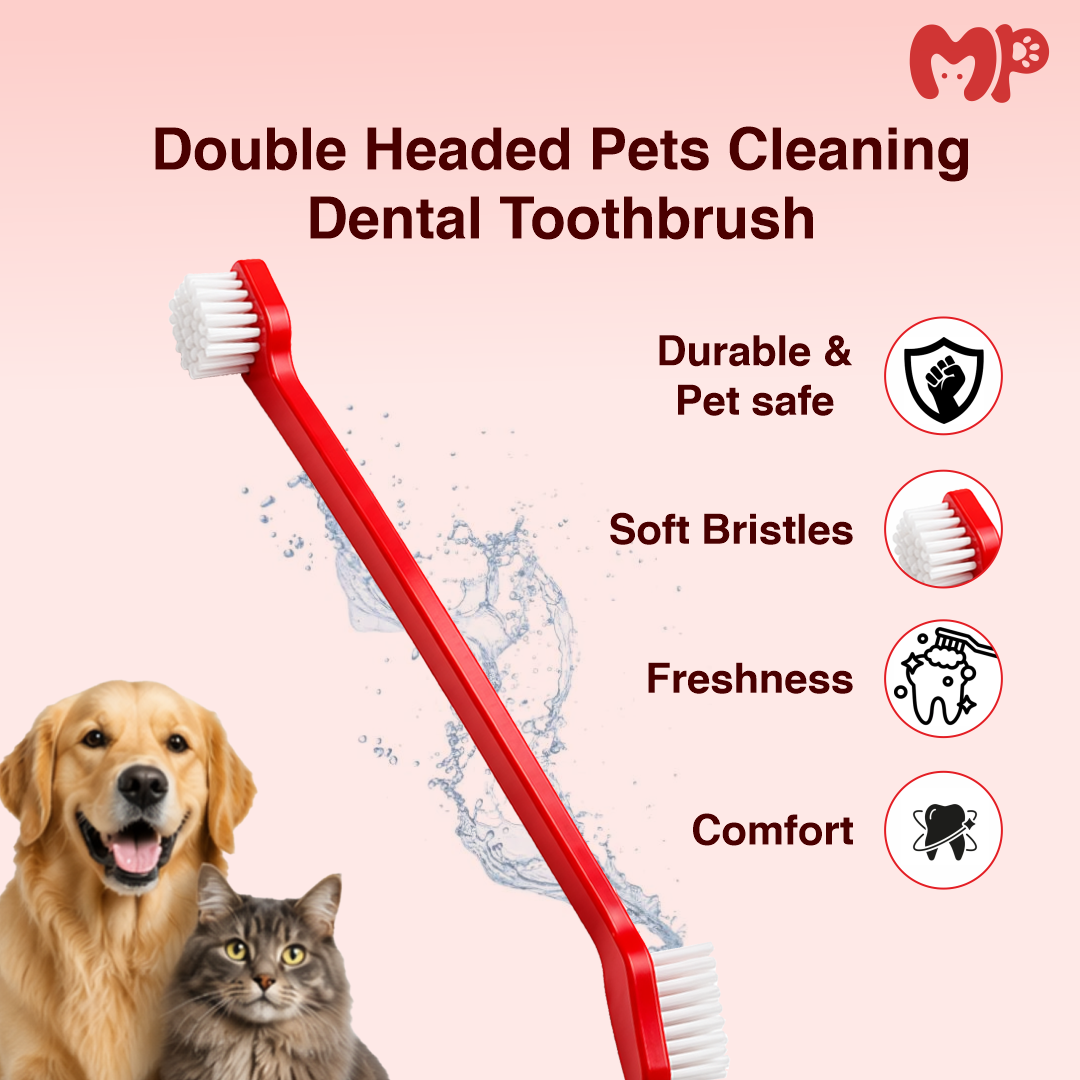 Double Headed Long Pet Toothbrush for Dogs & Cats| Dual-Sided Soft Bristles Dog Tooth Cleaning Brush for Dental Care| Fresh Breath & Plaque Removal