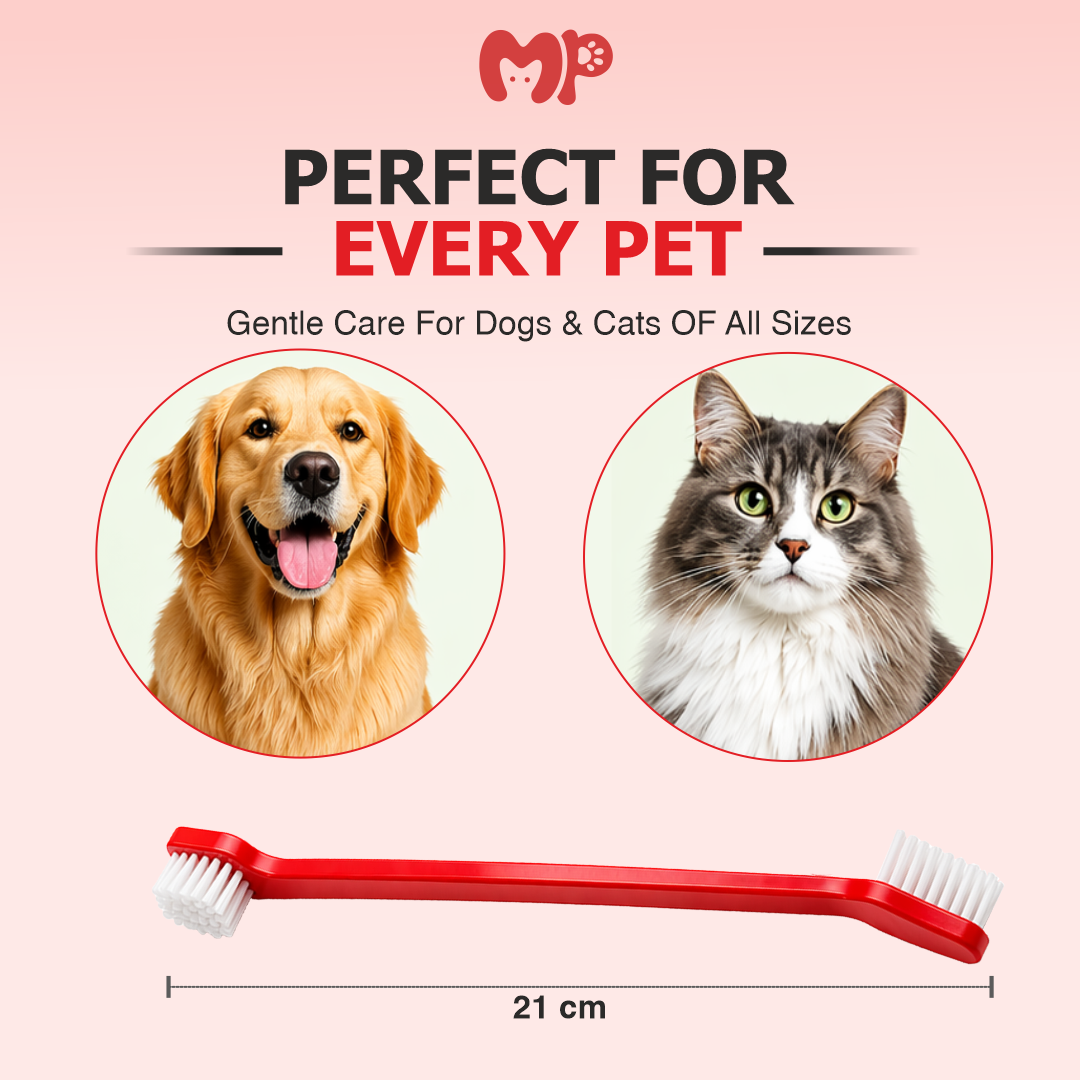 Double Headed Long Pet Toothbrush for Dogs & Cats| Dual-Sided Soft Bristles Dog Tooth Cleaning Brush for Dental Care| Fresh Breath & Plaque Removal