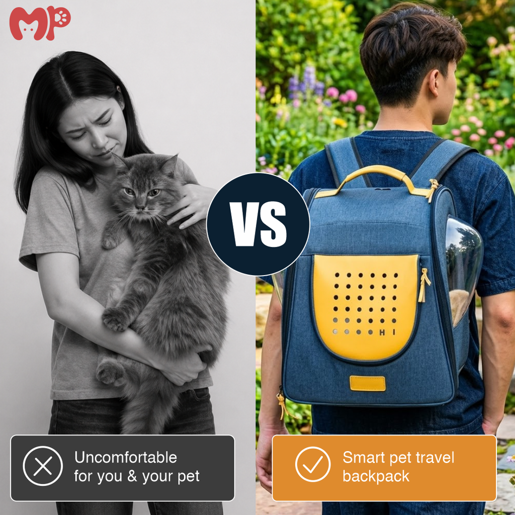 Foldable Pet Carrier Backpack for Cats and Dogs| Travel Friendly Travel Bag with Bubble Window & Full Ventilation